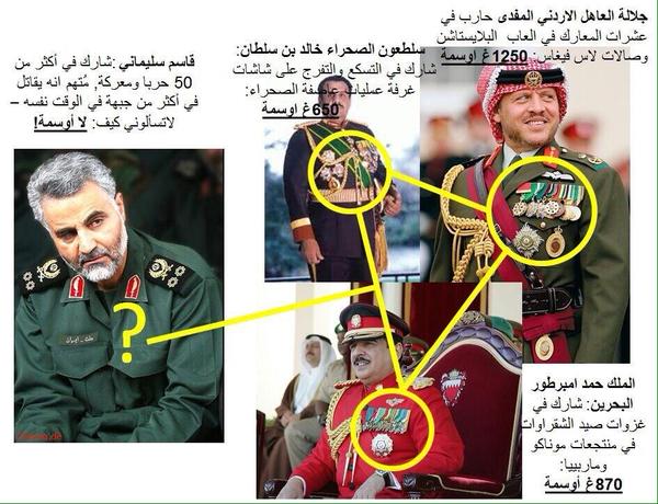 مقایسه قاسم سلیمانی با ژنرال های عرب منطقه + عکس