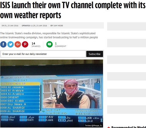 راه اندازی شبکه HD داعش در ماهواره !