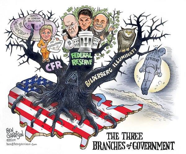 کاریکاتور « 3 شاخه اصلی  دولت آمریکا »
