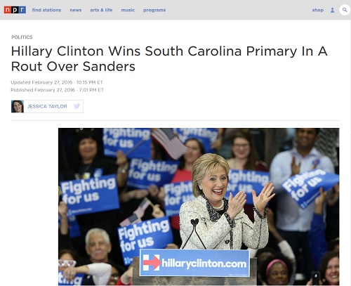 پیروزی هیلاریس کلینتون در کارولینای جنوبی