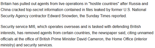 ضرر بزرگ MI6 از طرح جمع آوری جاسوسان خود از سرتاسر دنیا