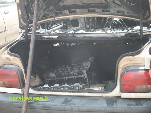خودروی پراید در آتش سوخت