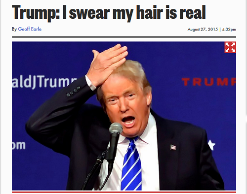 دونالد تارمپ: بخدا قسم موهای خودمه، کلاه گیس نیست، یک نفربیاد بکشه!
