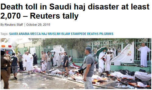 رویترز: عربستان سعودی در مورد تعداد کشتگان منا دروغ گفته است!