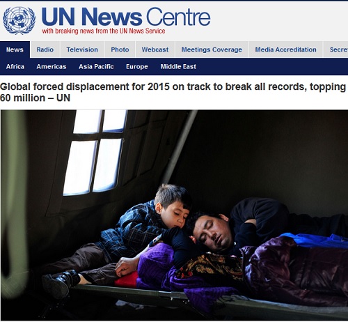 سازمان ملل: بیش از 60 میلیون آواره در 2015
