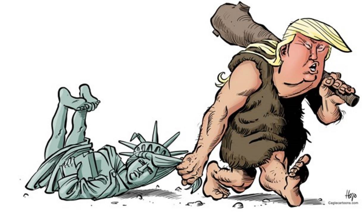 کاریکاتور « ترامپ، مرد غارنشین»