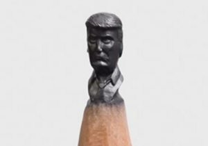 تراشیدن چهره ترامپ بر نوک مداد/ فیلم