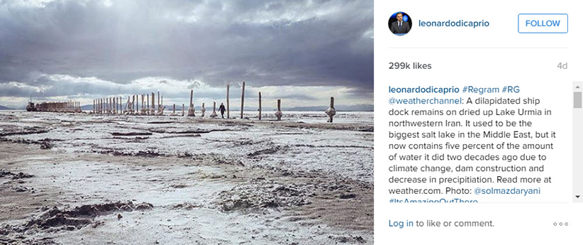 ماجرای پست اینستاگرام دیکاپریو درباره دریاچه ارومیه چه بود