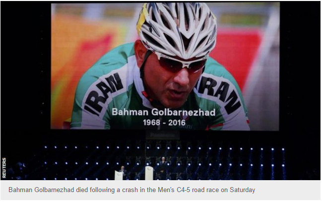 مراسم یادبود بهمن گلبرنژاد در اختتامیه پارالمپیک
