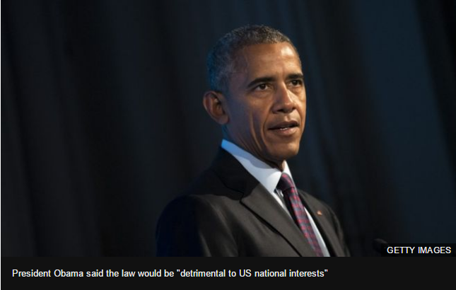 اوباما درخواست قربانیان 11 سپتامبر را وتو می کند