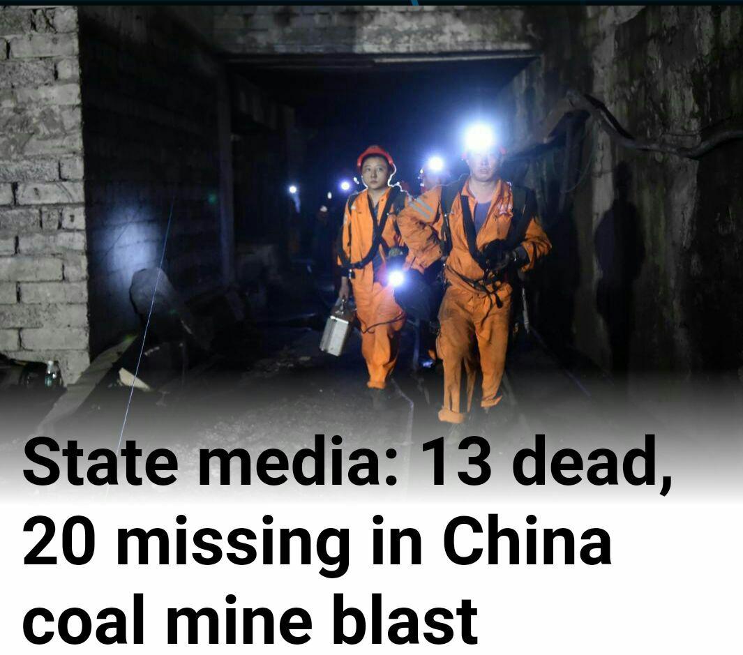 انفجار در معدن زغالسنگ چین: 13 کشته و 20 مفقود