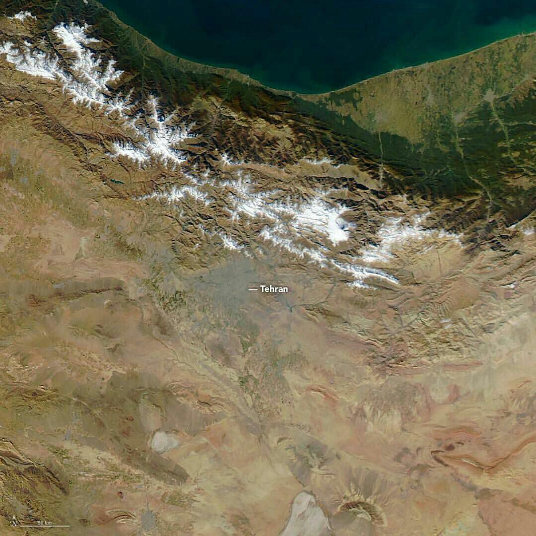 عکس ناسا از آلودگی هوای تهران و کرج