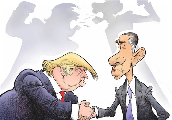 وضعیت این روزهای اوباما و ترامپ/ کاریکاتور