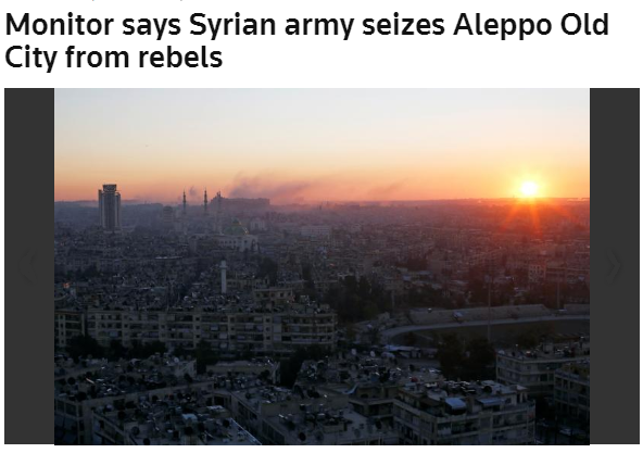 ارتش سوریه کنترل بخش های قدیمی حلب را در دست گرفت
