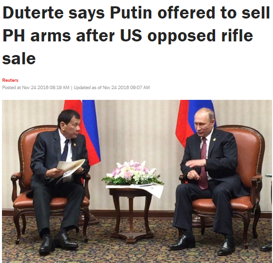 پیشنهاد فروش تسلیحات نظامی روسیه به فیلیپین