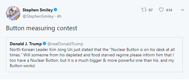 ترامپ اندازه دکمه هسته ای خود را با رهبر کره شمالی مقایسه کرد