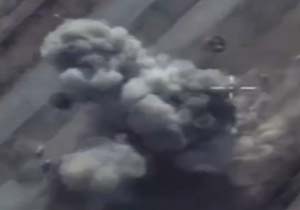 لحظات انهدام تروریست‌های داعش به دست نیروی هوایی روسیه/ فیلم