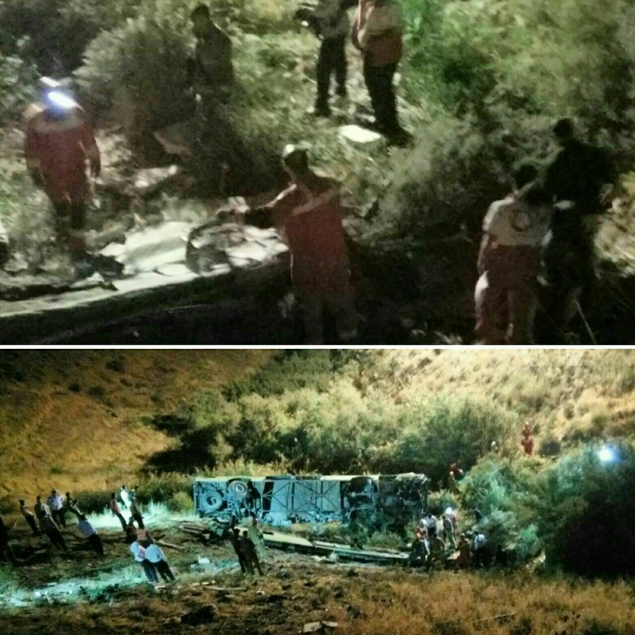 11 کشته بر اثر سقوط اتوبوس مسافربری البرز در دره