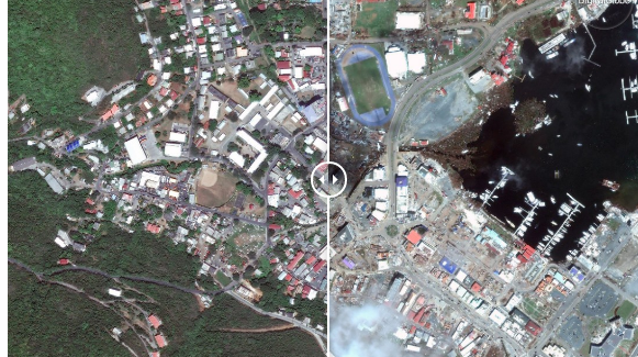 تصاویر ماهواره ای قبل و بعد طوفان ایرما