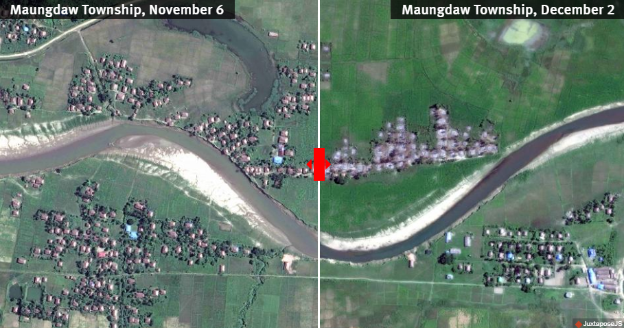 تصاویر ماهواره ای تخریب ساختمان های جدیدی در دولت راخین را افشا کرد