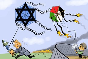 عبور بادبادک‌های آتشزای فلسطینیان نوار غزه، از گنبد آهنین رژیم صهیونیستی/ کاریکاتور