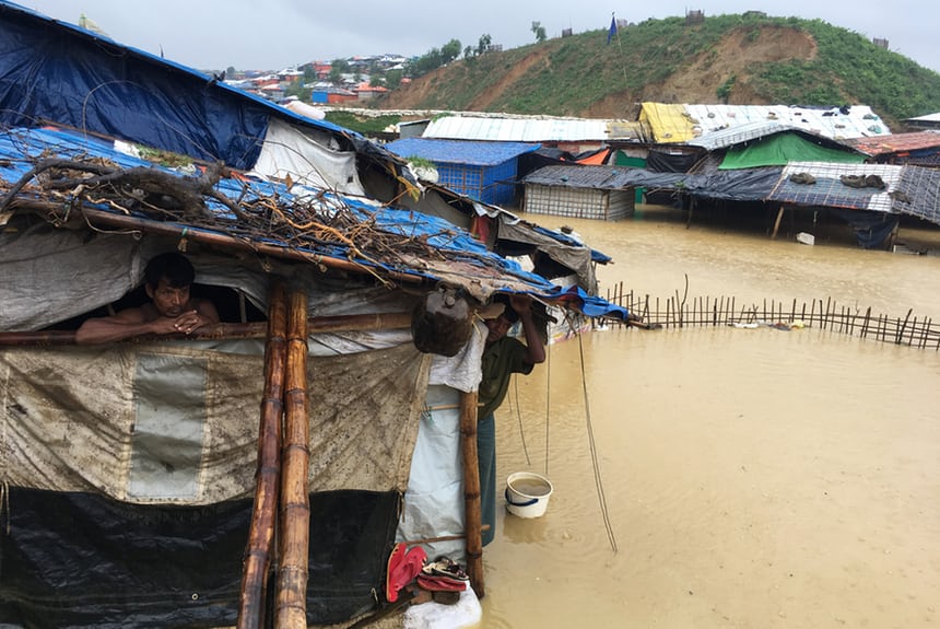 سیل زدگی و رانش زمین در پناهگاه های مردم روهینگیا در بنگلادش