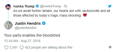 عکس العمل کاربران توئیتر به پیام دختر ترامپ در مورد تیراندازی مرگبار در یک مجموعه تفریحی در فلوریدا