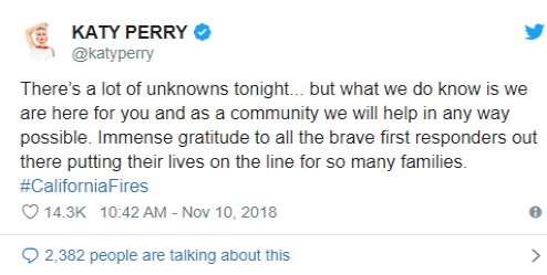 خواننده آمریکایی توئیت عاری از عاطفه ترامپ در مورد آتش سوزی کالیفرنیا را محکوم کرد