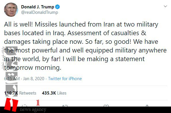 حکومت ایران می خواهد ما را از عراق بیرون کند/ بیانیه ساده است: با ایران نمی جنگیم/ ما رئیس جمهور ابلهی داریم که یک درگیری غیر ضروری را آغاز کرد