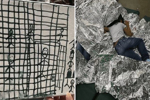 وقتی آرزوهای کودکان در قفس های دست ساز ترامپ دفن می شود/ نقاشی دردناک کودک مهاجر + عکس