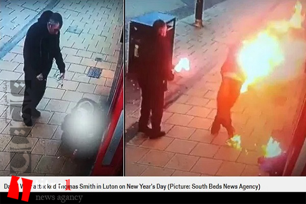 به آتش کشیدن مرد بی خانمان در انگلیس + تصاویر