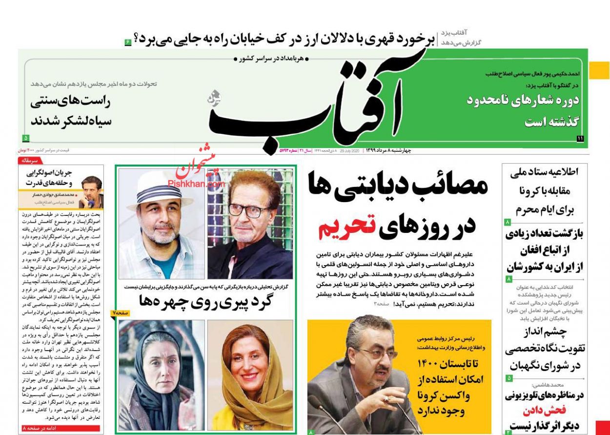 صفحه نخست روزنامه‌های سیاسی ۸ مرداد؛ آژیر قرمز کرونا در تهران به صدا در آمد