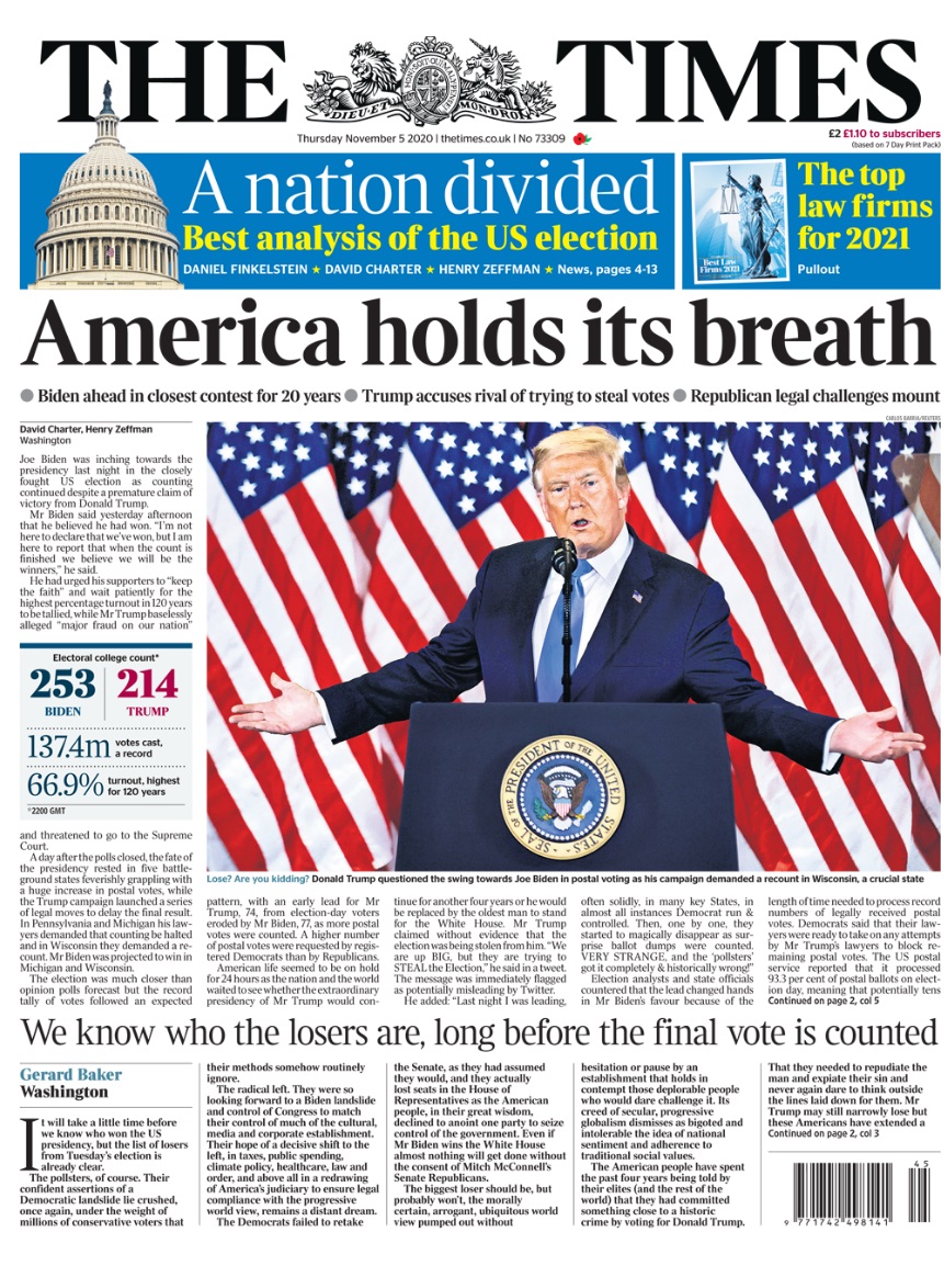 تیترهای روزنامه های انگلیس درباره انتخابات آمریکا + تصاویر