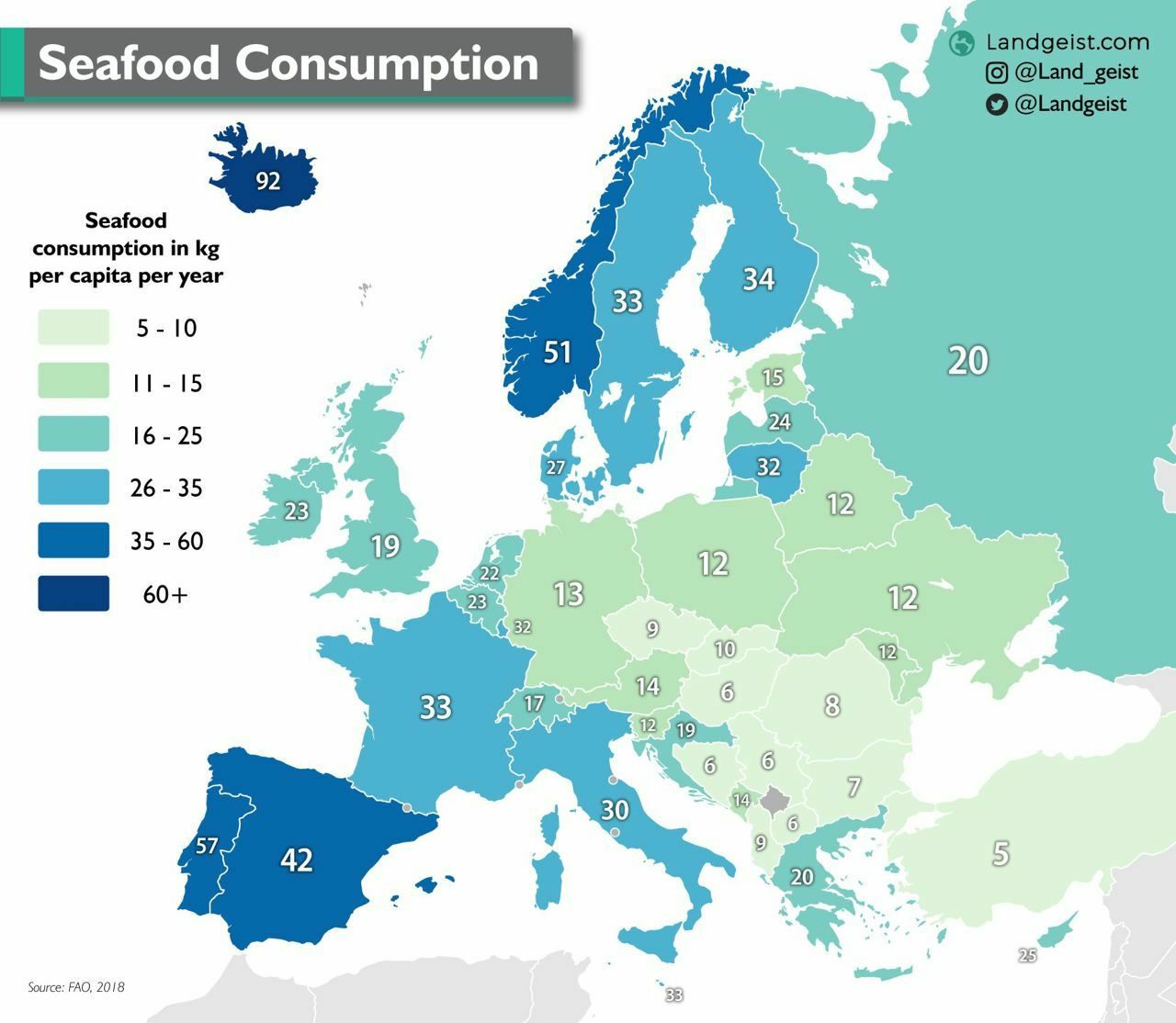 مصرف سرانه غذاهای دریایی در ایران و اروپا + نمودار