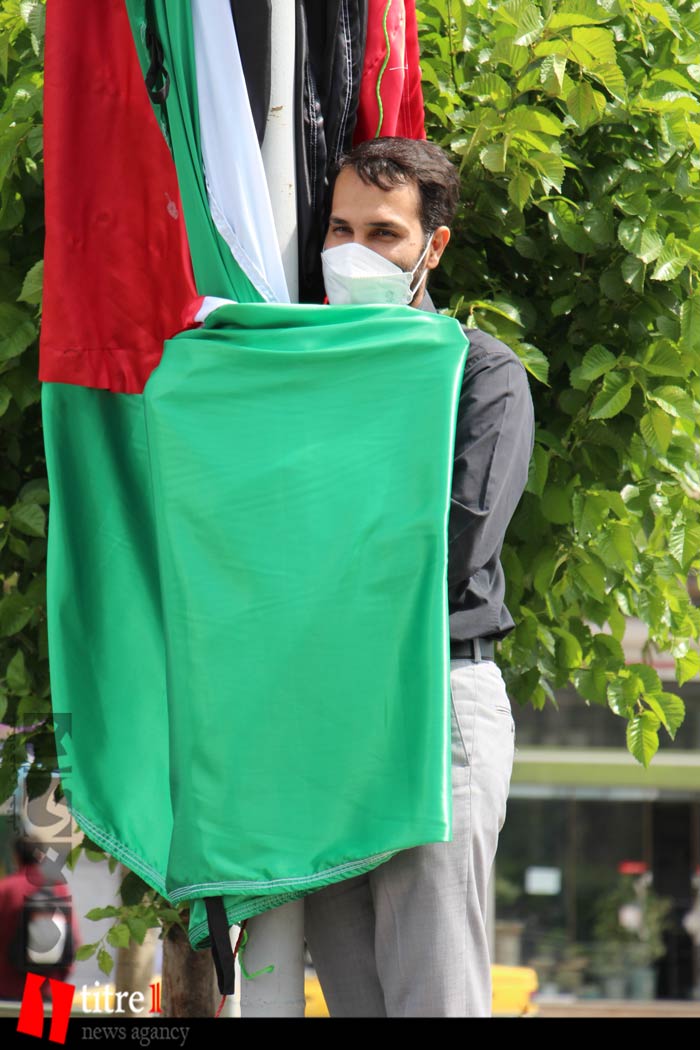 پرچم فلسطین همزمان با روز جهانی قدس در کرج به اهتزاز درآمد + تصاویر