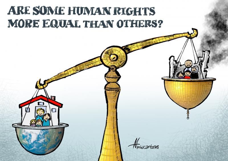 حقوق بشر سلیقه ای در جامعه بین المللی! + کاریکاتور