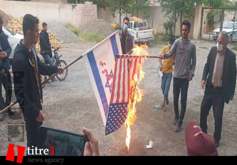 مردم استان البرز پرچم رژیم صهیونیستی را به آتش کشیدند