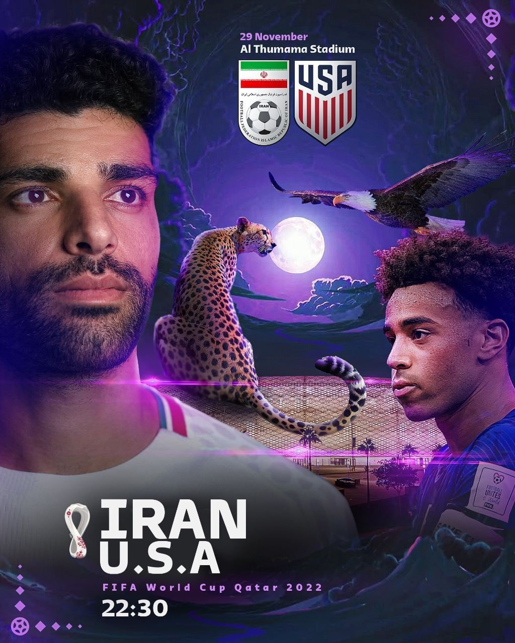 پوستر رسمی بازی ایران - آمریکا منتشر شد/ تقابلی حساس در گروه B