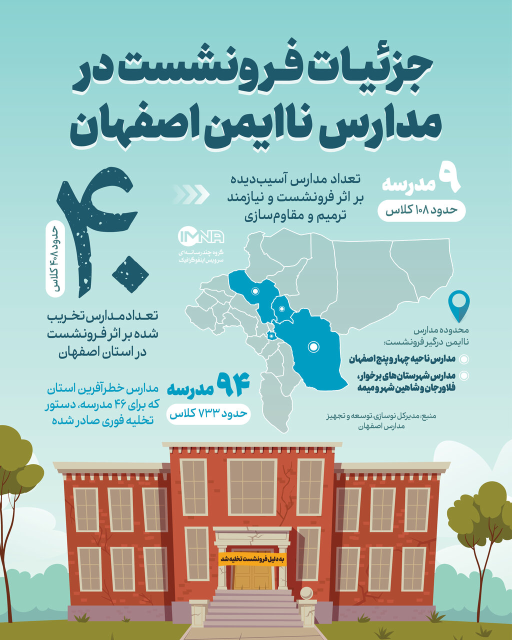 تخلیه فوری مدارس اصفهان به علت فرونشست