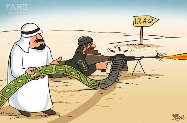 کاریکاتور/ شلیک دلارهای نفتی عربستان توسط تروریست ها!