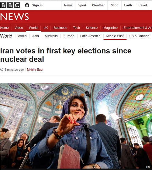 بی بی سی: حضور میلیون ها ایرانی در انتخابات/ ایران در اولین انتخابات کلیدی بعد از توافق هسته ای رای می دهد