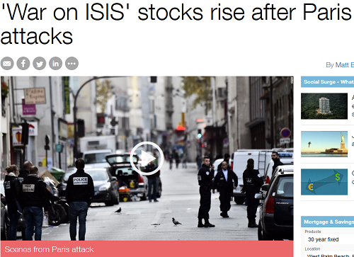 رشد 4% سهام شرکت های تسلیحاتی آمریکا بعد از حملات پاریس!