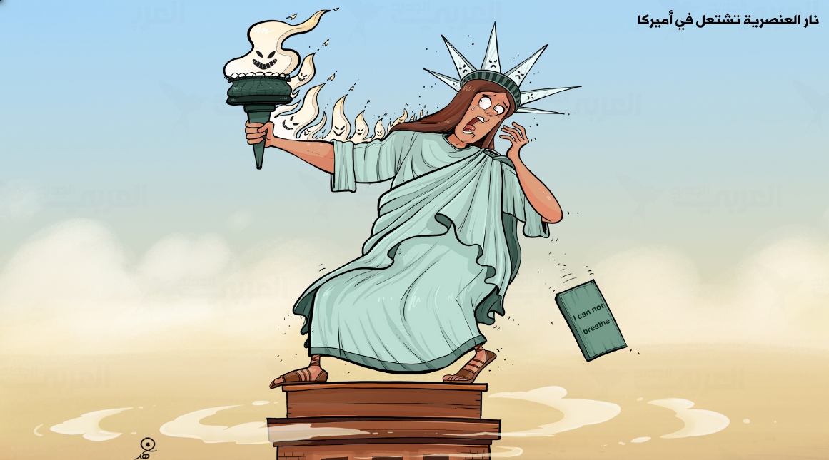 کاریکاتور/آمریکا در آتش نژادپرستی
